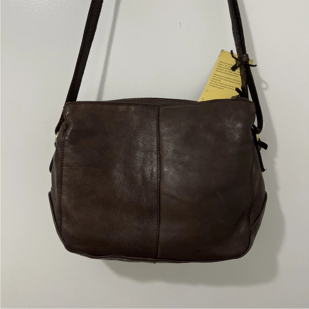 MARTA PONTI Vintage Cognac Brown Genuine Leather Crossbody Bag Purse - Picture 2 of 16